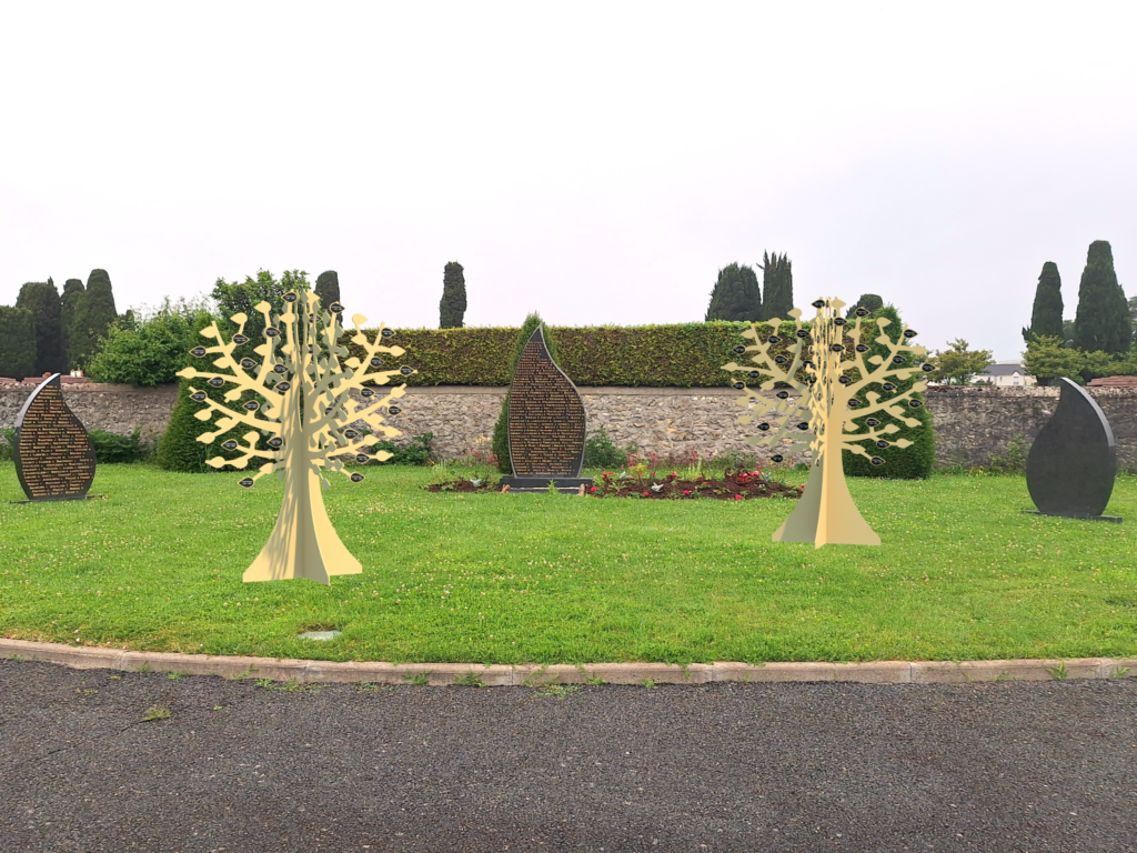 Arbre de mémoire en acier thermolaqué pour jardin du souvenir