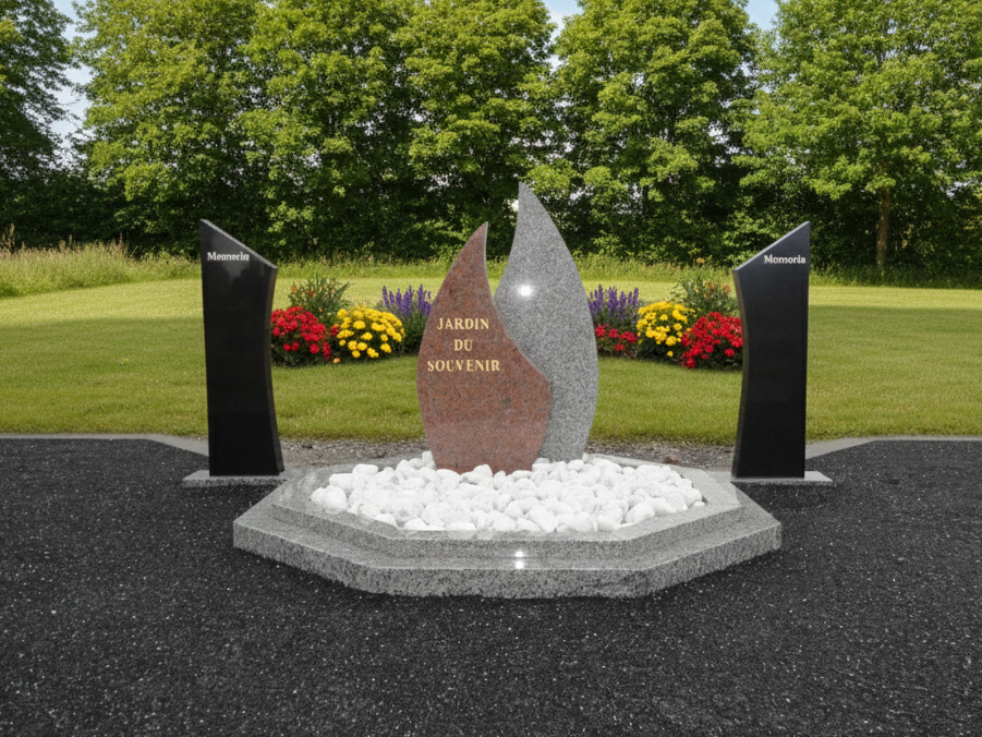 Jardin du souvenir stèle flamme double