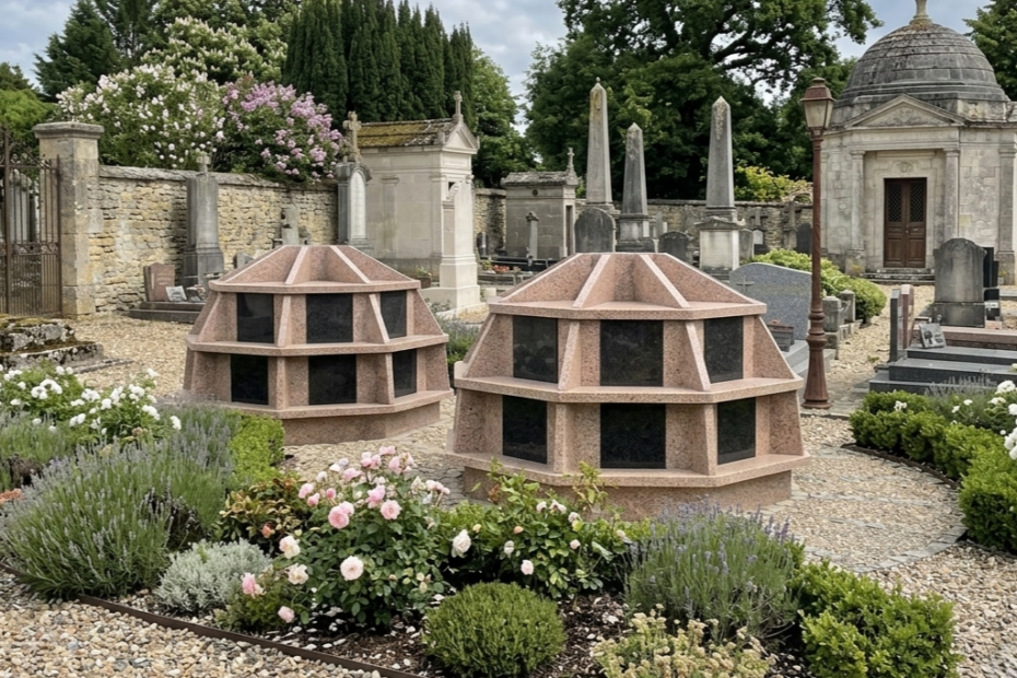 Columbarium DÔME 32 cases en granit Rose de Bretagne