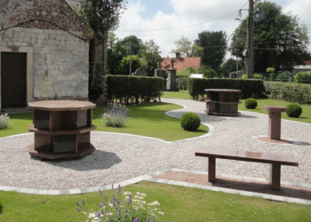 Columbarium 16 cases modèle Octys en granit rose Clarté de Bretagne