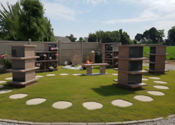 Columbarium Totem en granit rose de Bretagne pour 6 familles